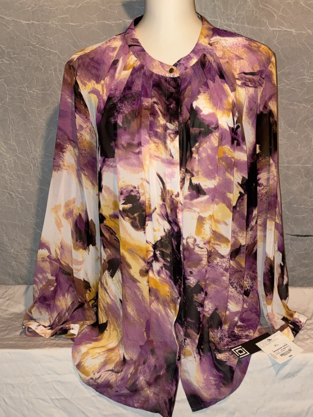 NWT Liz Claiborne Sheer Floral Blouse XL No Cami